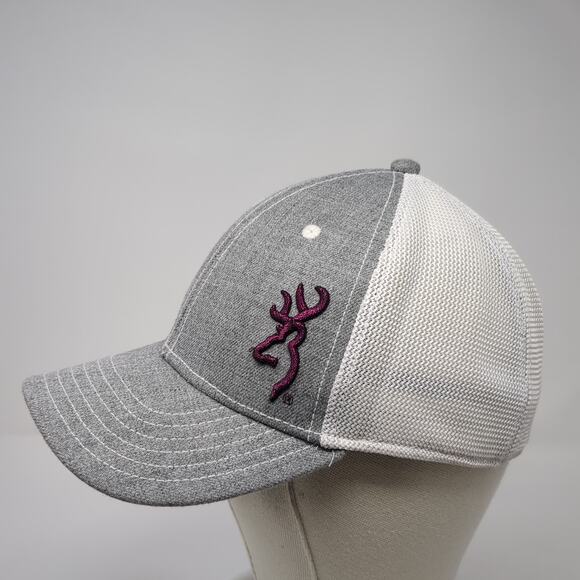 Browning Logo Strapback Mesh Back Trucker Hat Gray One Size Embroidered - Picture 3 of 9